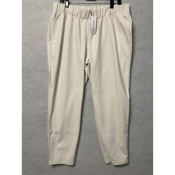 Lisadnyc The Drop Pants Womens 2XL Cream Faux Leather Pull On High Rise Pockets - Picture 1 of 11
